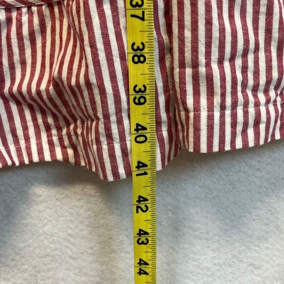 BECHAMEL Embroidered Floral Cotton Dress Small Red White Stripes Pockets Garden - Picture 10 of 15